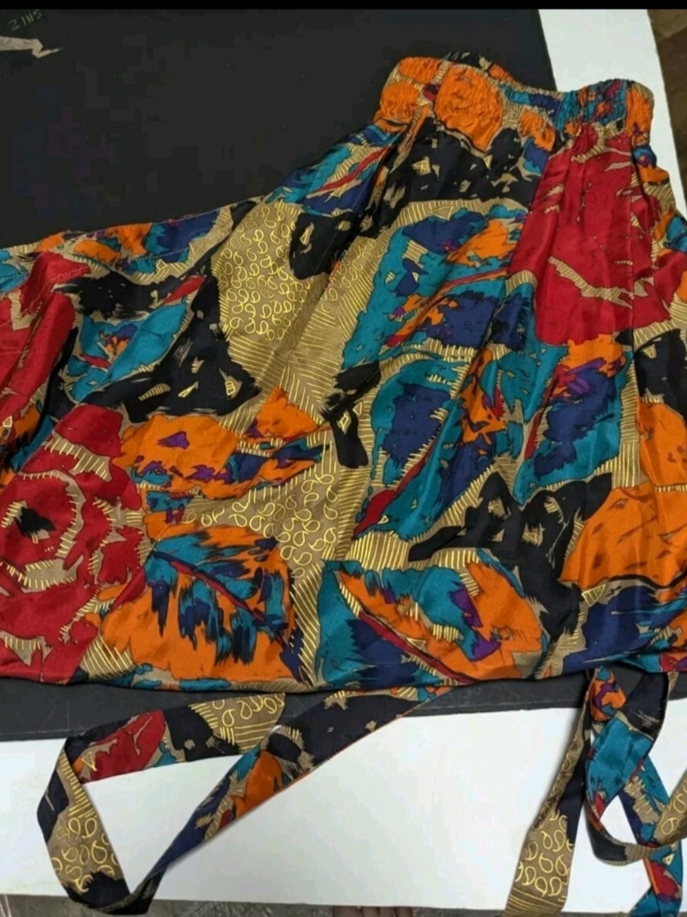 Rafaella Multicolor Metallic 100% Silk Romantic Floral  Skirt Med - Picture 5 of 7